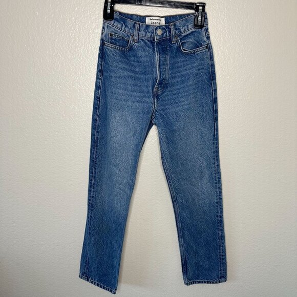 Reformation High Rise Straight Leg Jeans Colorado Wash Minimalist Contemporary - Picture 1 of 7